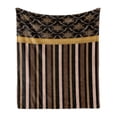 thumbnail image 1 of Victorian Style Soft Flannel Fleece Throw Blanket, Vintage Design with Earth Tone Stripes and Damask Pattern, Cozy Plush for Indoor and Outdoor Use, 70" x 90", Charcoal Grey and White, by Ambesonne, 1 of 6