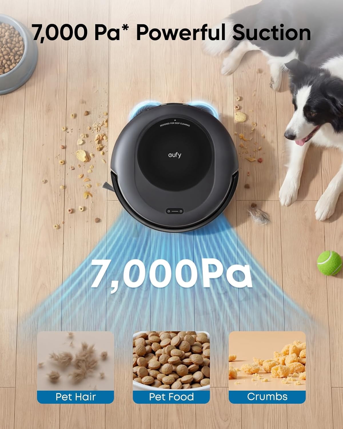 eufy Robot Vacuum Omni C20, 7,000 Pa, 60 Days Self Emptying, Auto Mop Washing, Auto Drying, 3.35" Ultra Slim, Transparent Tanks, Robot Vacuum and Mop Combo