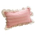 thumbnail image 1 of Fundas de almohada con volantes para estudiantes, fundas de almohada encantadoras transpirables de color puro para dormitorio, color rosa, 48x74cm/18,9x29,1 pulgadas, 1 of 12
