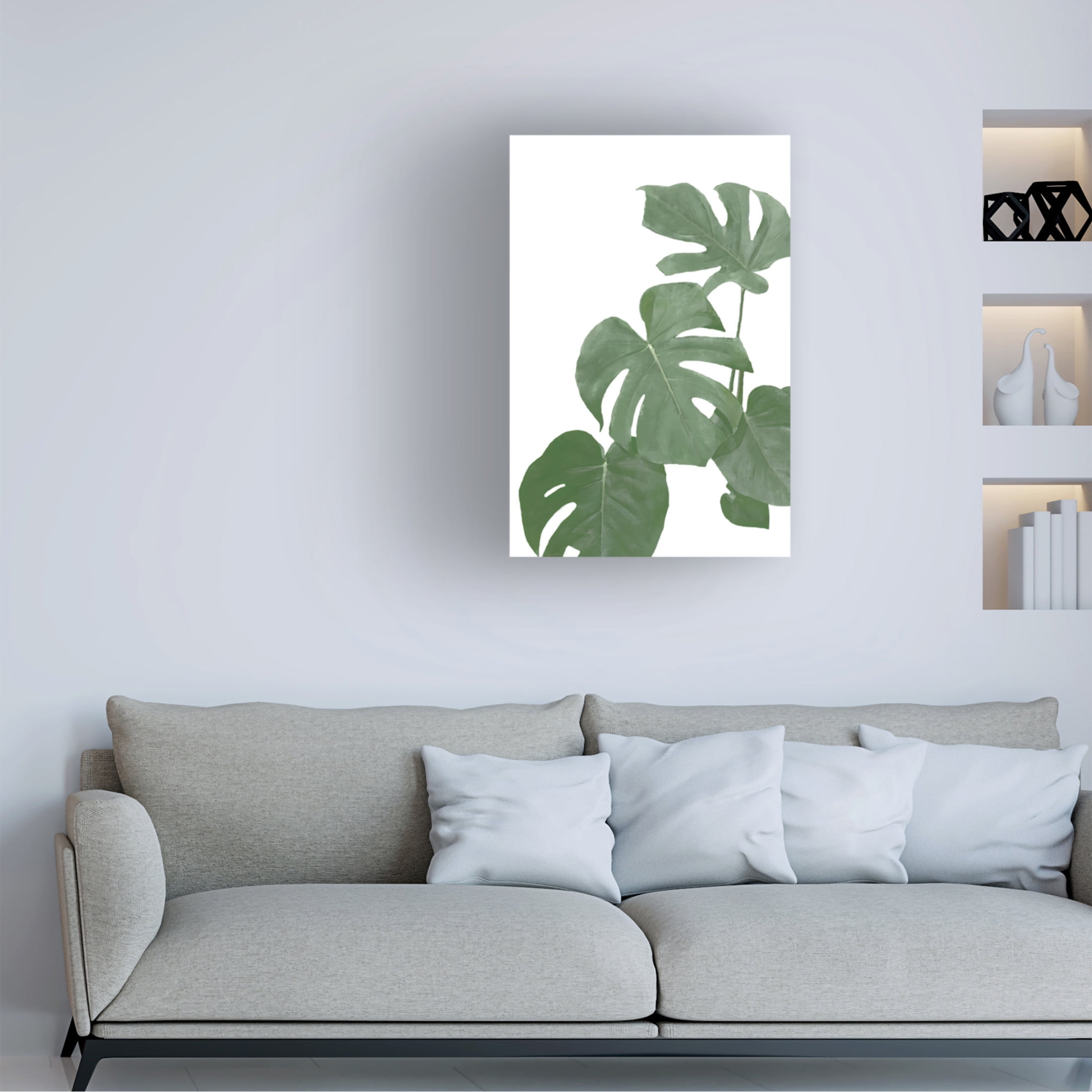 Canvas Wall Art - Pictufy Studio Ii 'Monstera Aqua 03' Wall Art for Living Room, Bedroom, or Office Décor by Trademark Fine Art - 12 x 19 Inches