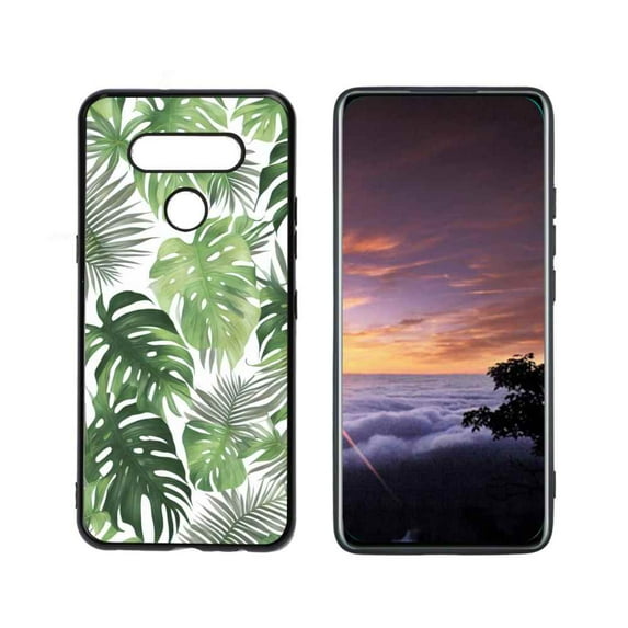 Compatible with LG K51 Phone Case, Tropical-Leaves-15 Case Men Women, Flexible Silicone Shockproof Case for LG K51