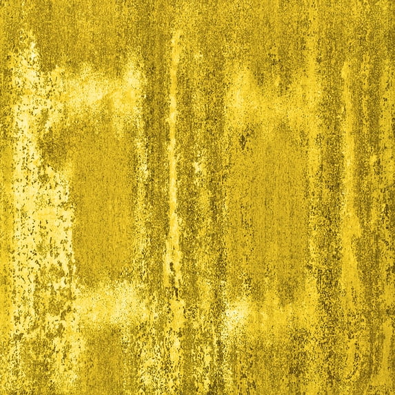Ahgly Company Indoor Square Oriental Yellow Industrial Area Rugs, 7' Square