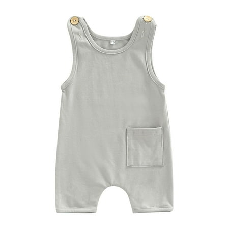 

Emmababy Sleeveless Short Romper for Babies Solid Color Jumpsuit with Suspenders