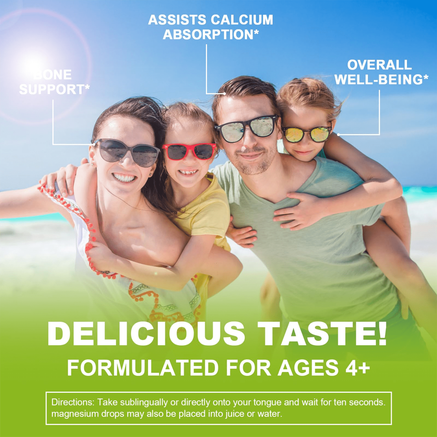 Calcium Magnesium Zinc Liquid with Vitamin D3, Magnesium Glycinate Drops Plus Vitamin C K2, High Absorption Plant Calcium Supplement for Heart & Bone, 60 Servings, Lemon Flavor
