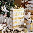thumbnail image 3 of OAS Christmas Wrapping Paper Roll - 46.8 sq.ft. 3D Embossed Sleigh, Carriage, Tree, Moon, House With Gold Foil for New Year Celebration - 17in x 33ft, 3 of 13