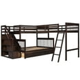 thumbnail image 5 of New Twin over Full L-Shaped Bunk Bed With 3 Drawers, Ladder and Staircase - Espresso, 5 of 10