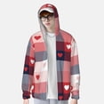 thumbnail image 2 of Balery Heart Plaid Sudadera ligera de manga larga con capucha y protección solar UPF 50+ para hombre y mujer, ideal para pesca y running-XX-Large, 2 of 7