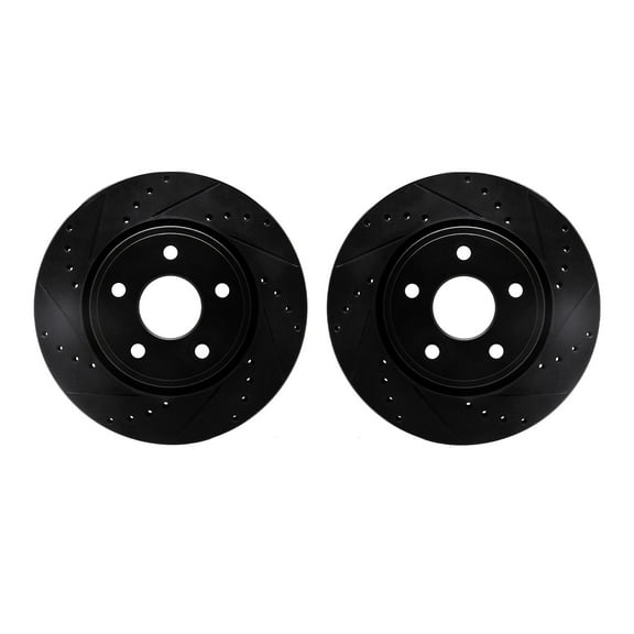 Dynamic Friction Company Front Brake Rotors-Drilled and Slotted-Black 8002-42014