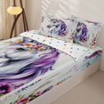thumbnail image 3 of Erosebridal Dreamy Unicorn Zipper Full Size Comforter Sets with Fitted Sheet and 2 Pillowcases,Bohemian Floral Print Zipper Bedding Set,Lavender Purple,Reversible, 3 of 6