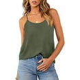 thumbnail image 7 of Ndbuld Womens 2025 Tank Tops Casual Crewneck Sleeveless T Shirts Summer Women Solid Color Round Neck Sleeveless Casual Tee Tops Tank Early Access Deals Army Green 2XL, 7 of 7