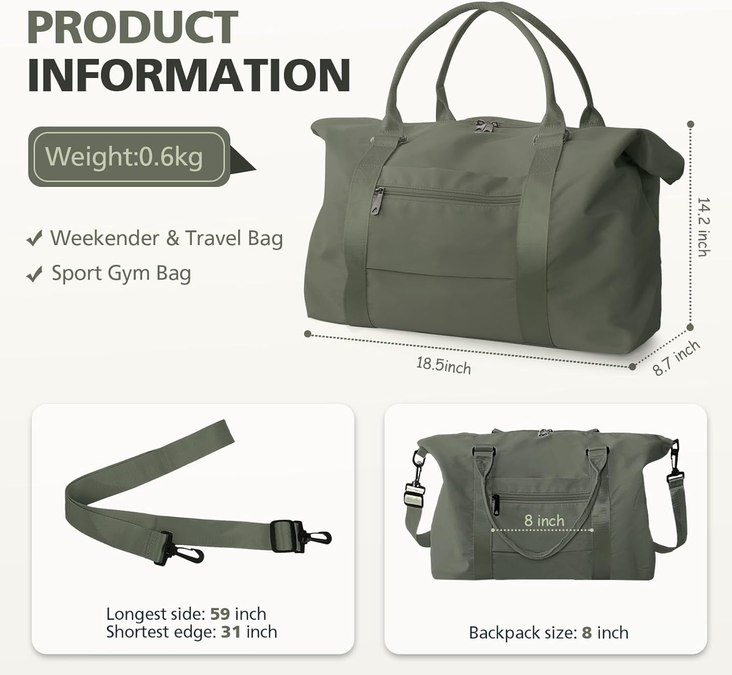 Kwuty TOPBAG Travel Duffle Bag, Waterproof Weekender Carry On Tote Bags for Women, Sport Gym Bag for Men, Hospital Bag for Labor and Delivery, Overnight Luggage Bag with Trolley Sleeve Coral Pink
