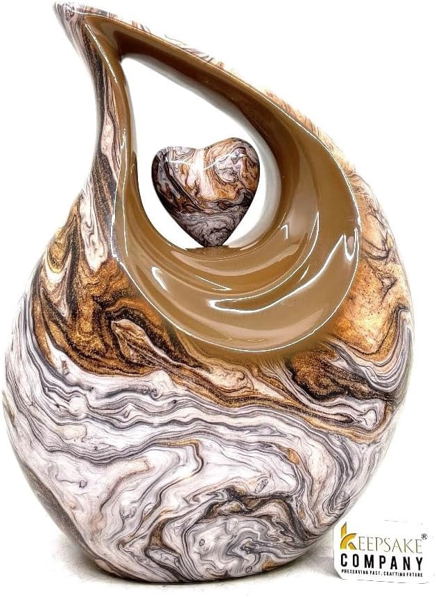 Multicolor 10 Inches Teardrop urn with Matching Heart - Large Cremation Urn - Unique Urn - Ash for Men/Males/Females and Big Pets from Keepsake Company