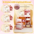 thumbnail image 5 of Kids Vanity Set with LED-Lit Mirror, Kids Table and Chairs with 5 Makeup Accessories, 2-in-1 Toddler Girls Vanity with Writing Table, Pink, 5 of 10
