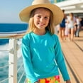 thumbnail image 2 of INGEAR Girls Long Sleeve Rash Guard Swim Shirt, UPF 50+ Turquoise, L, 2 of 7