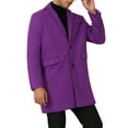 thumbnail image 4 of INSPIRE CHIC Winter Coat for Men's Notched Collar Single Breasted Long Trench Coats, 4 of 5