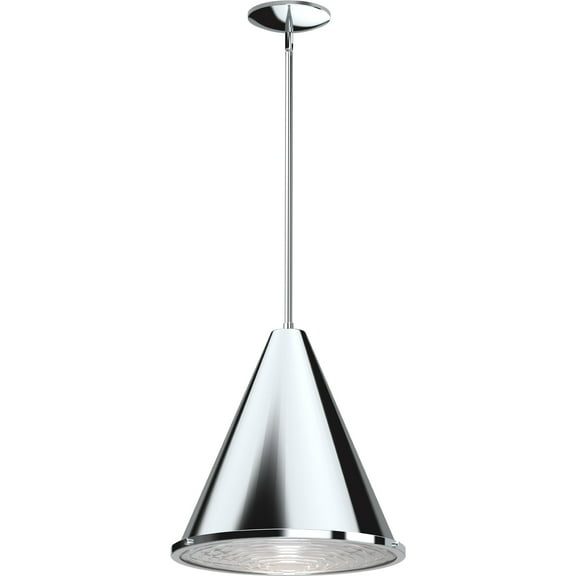 Volume Lighting  1-Light Indoor Chrome Cone Downrod Pendant