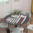 thumbnail image 2 of American Flag Fitted Tablecloth with Elastic Edged, Round Table Cloth for Dining Table, Retro US Flag Baseball Stars Gray Waterproof Oil Proof Table Cover for Indoor Outdoor 45"-54", 2 of 8
