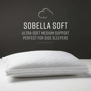 Sobel Westex Hotel Sobella Soft Side Sleeper Pillow | Luxury Hotel & Resort Quality, 300TC 100% Cotton | Down-Like Fill, Gentle Support, Plush, Queen (1 Pack)