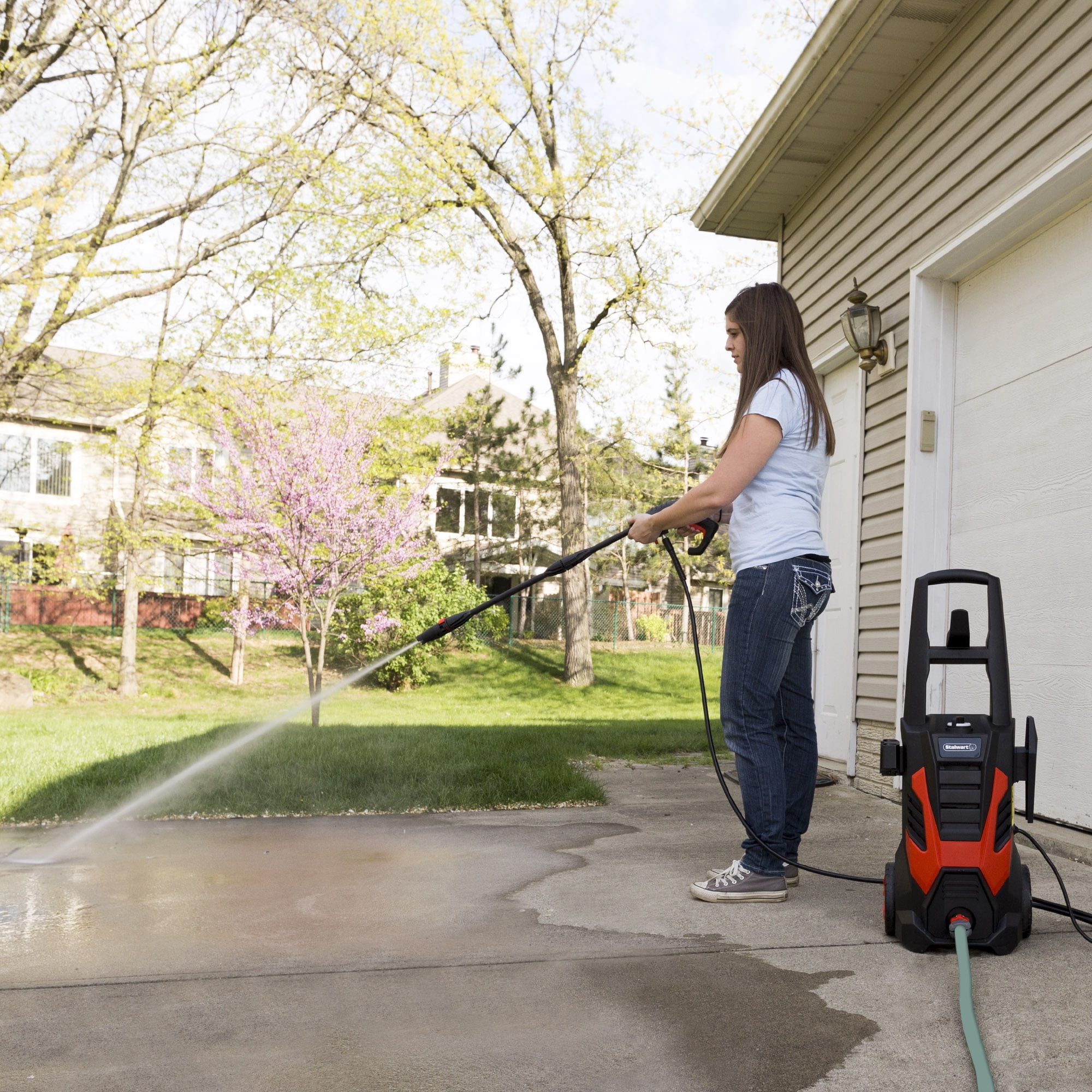 Pressure Washer Electric Powered With 1000 - 2000 PSI and 1.35-5GPM By Stalwart (Power Washer For Cleaning Driveways, Patios, Decks, Cars and More)