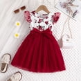 thumbnail image 6 of Lanbubble Girls Floral Tulle Dress Flutter Sleeve Tutu Princess Party Dress 3-7 Years, 6 of 9