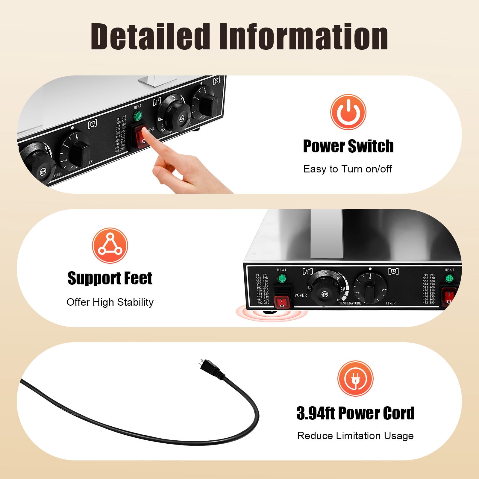 110V Double Head Waffle Maker Electric Digital Muffin Baker Waffle Making Machine for Home, Dessert Stores