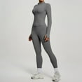 thumbnail image 5 of Women's Zipper Jacket and Leggings Set, High Waist Workout Outfit with Tummy Control, Butt Lifting Yoga Pants and Long Sleeve Top for Running, Gym, Yoga and Casual Sportswear Grey, 5 of 7