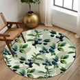 thumbnail image 2 of Round Rug 5Ft Washable Non-Slip, Blueberry Botanical Circle Area Rugs for Living Room Bedroom, Spring Leaves Branches Farmhouse Indoor Floor Mats Carpet Runner for Home Decor Aesthetic, 2 of 8