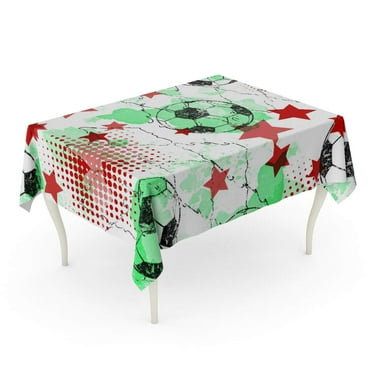 SIDONKU Championship Sport Soccer Balls Stars Halftone Dots and Watercolor Tablecloth Table Desk Cover Home Party Decor 60x104 inch