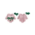 thumbnail image 2 of BemeyourBBs Baby Girl Striped Christmas Romper Long Sleeve Bodysuit with Headband, 2 of 9