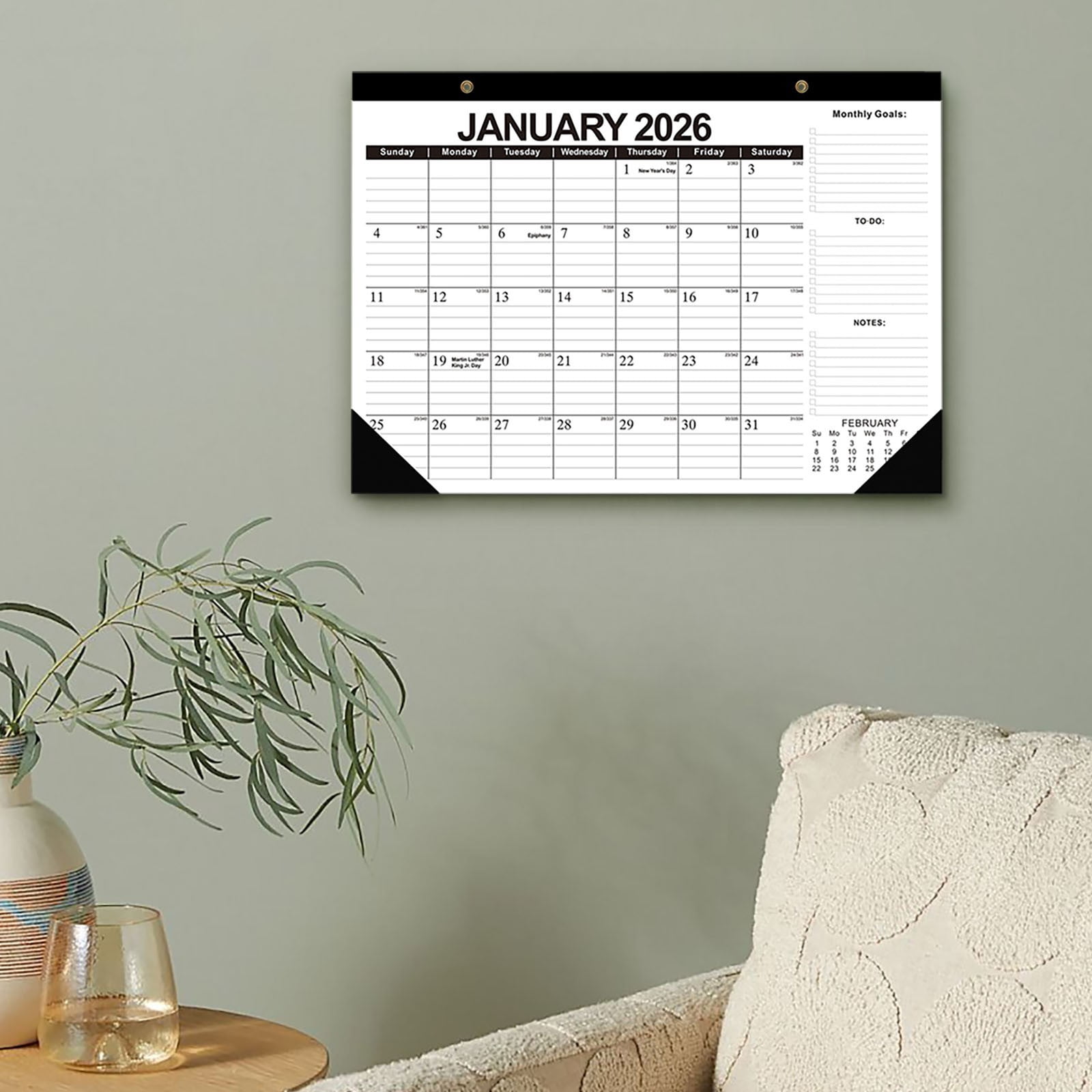Desk Calendar 2026-2027 (Jun. 2026 - Dec. 2027), 19 Months Calendar 17" × 11.5" Desktop Planner with Julian Date, Monthly Goals, Academic To-Do List, for Home, Office & Teachers, 2pcs