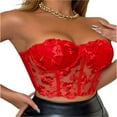 thumbnail image 4 of MesaSe Women Bustier Tube Tops See Through Embroidery Flower Off-Shoulder Tank Party Street Backless Crop Tops, 4 of 6