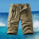 thumbnail image 1 of WILLBEST Pantalones Cortos Casuales para Hombre, Pantalones Cortos de Cuero Rectos con Diseño Plisado de Tendencia de Moda de Calle Alta para Hombre, 1 of 3