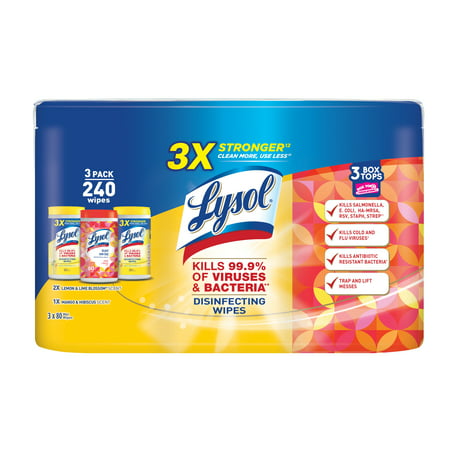 Lysol Disinfecting Wipes, 2 Lemon Lime + 1 Mango Hibiscus, (Best Way To Clean White Grout In Shower)