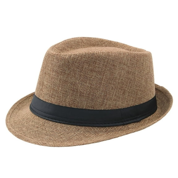 EINCcm Panama Fedora Hat, Sun Hats Panama Fedora Hat for Women Man, Vintage Wide Brim Summer Casual Linen Hat Solid Color Foldable for Outdoor Travel Vacation Beach Fishing
