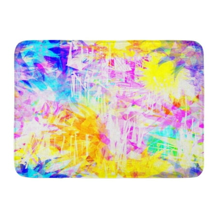 - GODPOK Blue Abstraction Bright Light with Sharp and Curved Spots Abstract Watercolor Effect Colorful Chaotic Rug Doormat Bath Mat 23.6x15.7 inch