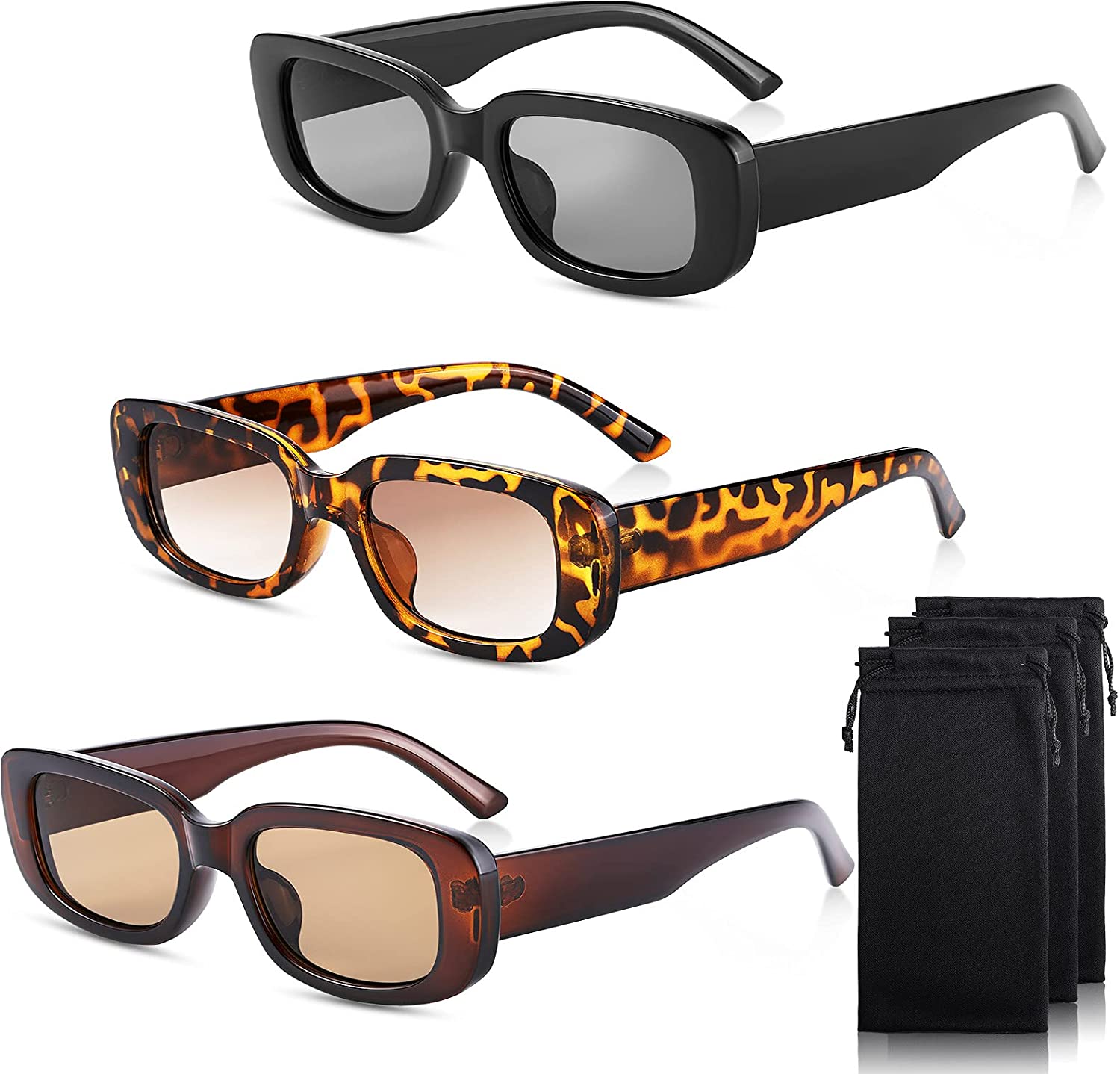 3 Pairs Rectangle Sunglasses Vintage Sunglasses 90s Sunglasses Vintage  Small Square Frame Driving Glasses Retro Square Frame Sunglasses for Women  Men | Walmart Canada