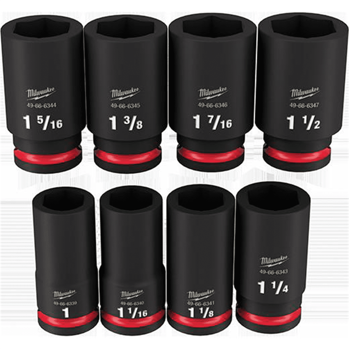 Milwaukee Tool 8PCSHOCKWAVE Impact Duty 3/4" Drive SAE Deep 6 Point Socket Set
