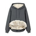 thumbnail image 2 of Fesfesfes Women Hooded Solid Hooded Loose Long Sleeve Tops Casual Sweatshirt Plus Size $10, 2 of 7