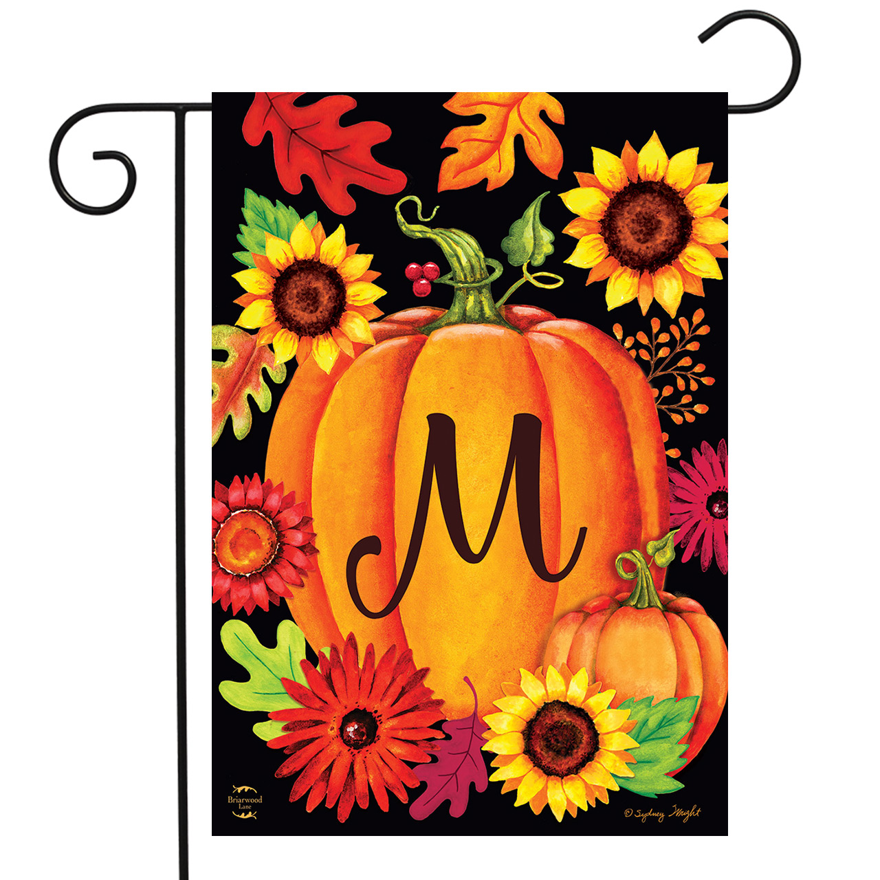 Fall Pumpkin Monogram Letter M Garden Flag Briarwood Lane 12.5" x 18