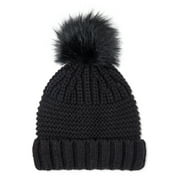 Time and Tru Womens Mixed Knit Pom Beanie
