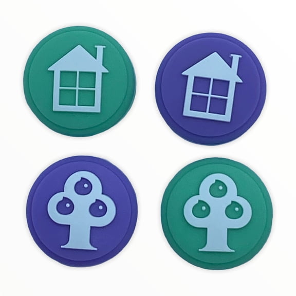 JenDore Green  Purple 4Pcs Tree House Silicone Thumb Grip Caps for Nintendo Switch