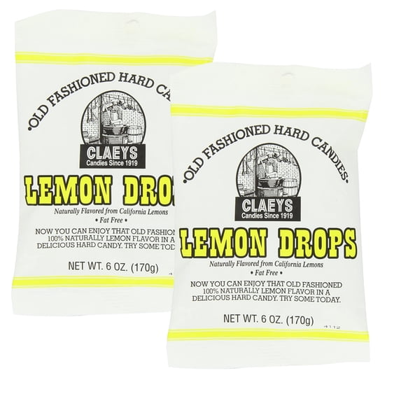 Lemon Drops Old Fashioned Hard Candy 100% Naturally Lemon Flavored for Kids Adults Snacks Movie Nights Travel On the Go Candies Home Kitchen Pantry Stocks 6 Ounces Pack of 2