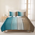 thumbnail image 3 of Twin XL Quilt Set 68''x98'', Teal Brown Ombre Lightweight Summer Bedspread Coverlet Set with 2 Pillow Shams, Vintage Country Wooden Breathable All Season Quilt Bedding for Dorm/Guest Room, 3 of 9