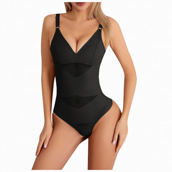 enyan Shapewear Tummy Control Seamless Bodysuit Hip Enhancer Body Shaper for Women Black,XXL