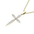 thumbnail image 4 of Dazzlingrock Collection Round Lab Grown White Diamond Encrusted Cross Pendant Pointed Edges with 18 inch Gold Chain for Women (0.24 ctw, Color H-I, Clarity SI2) in 18K Yellow Gold, 4 of 6