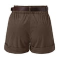 thumbnail image 5 of MRULIC shorts for women Women's Summer High Waist Pleated Loose Casual Super Soft Pocket Corduroy Wide Leg Shorts Coffee + S, 5 of 9
