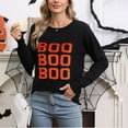 thumbnail image 2 of SRZYMJ Women's Autumn Winter Casual Pullover Sweater with Halloween Letter Print Round Neck Design for Seasonal Comfort, 2 of 6