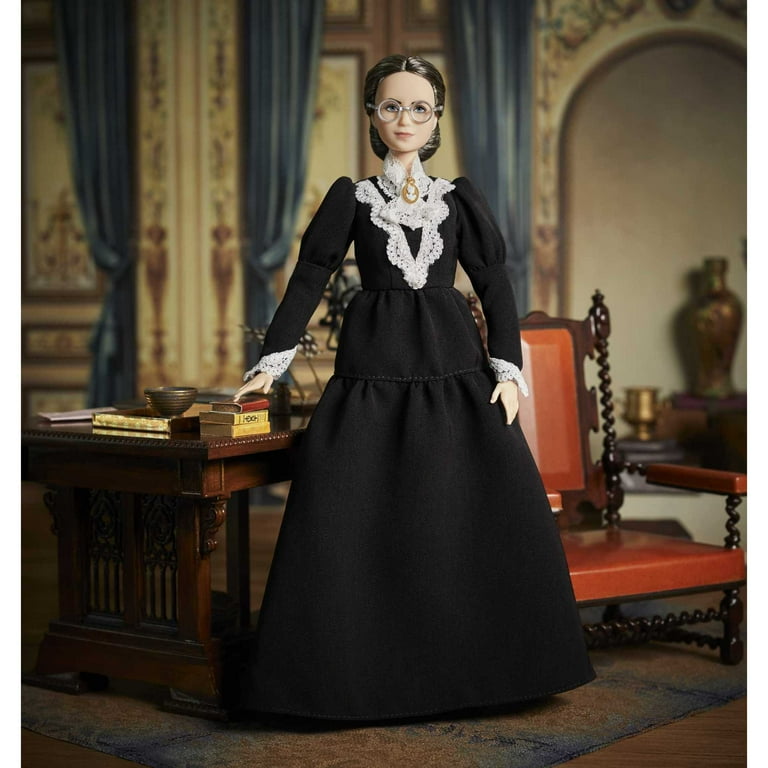 Barbie Inspiring Women Susan B. Anthony Collectible Doll in Black Dress with Doll Stand Walmart