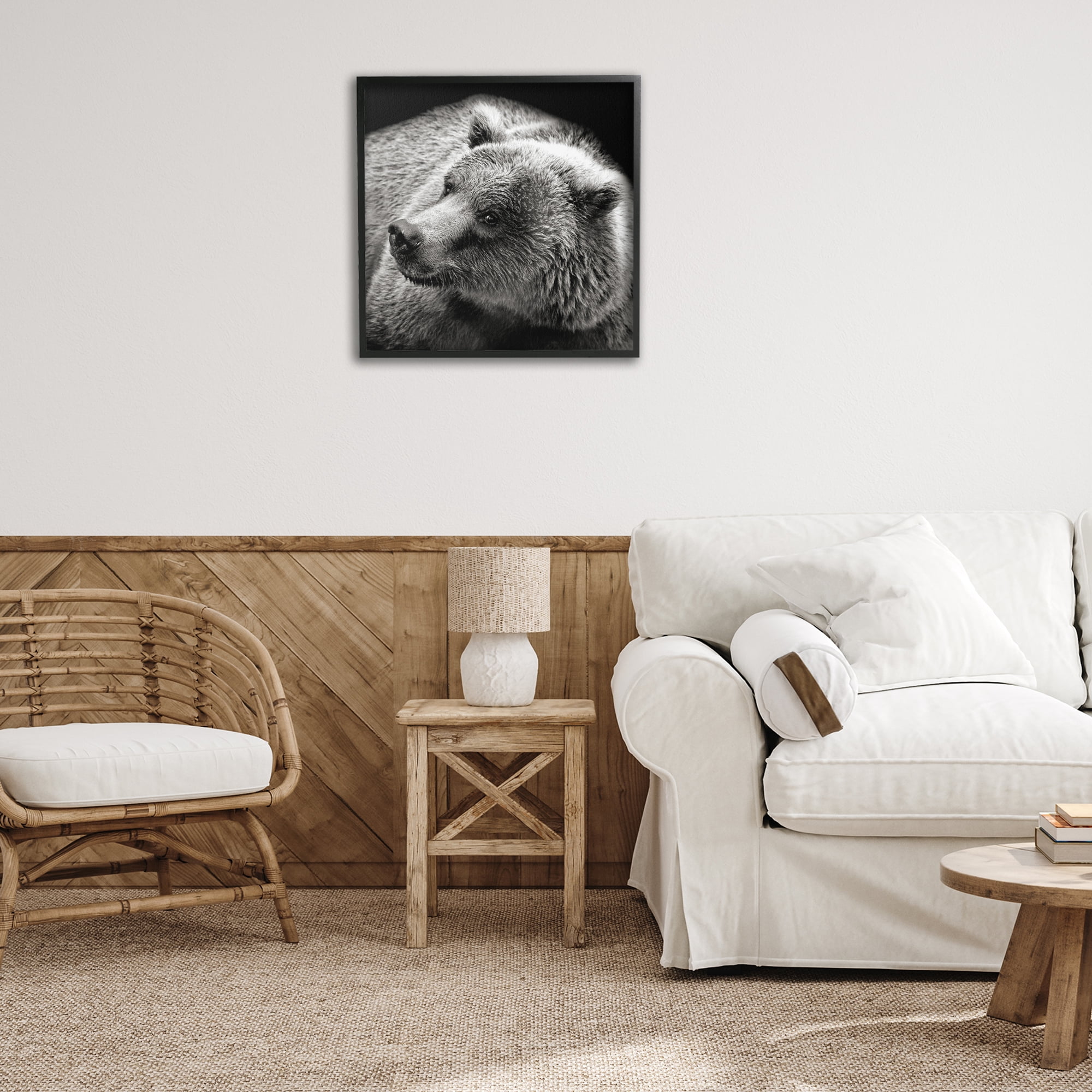 Stupell Industries Bear Looking Left Animals & Insects Photography Black Framed Art Print Wall Art, 24 x 24