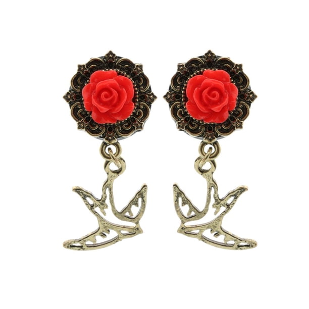1 par de tapones para los oídos, túneles, calibradores, ensanchadores, piercings, joyería de moda para mujer Rojo 12mm Yinane Túneles tragar enchufes
